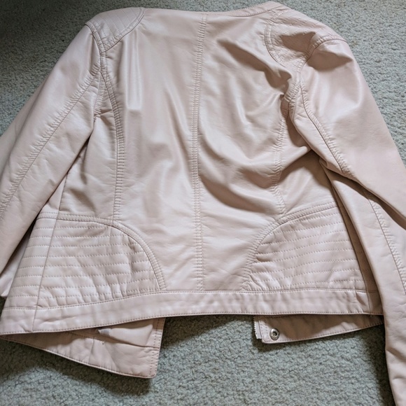 Light Pink Faux Leather Jacket - Picture 3 of 5